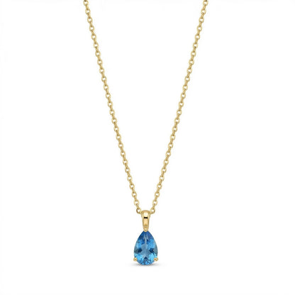 The Birthstones Teardrop Prong Set Gold Necklace