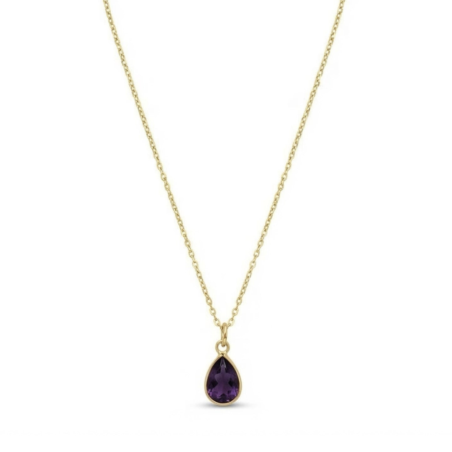 The Birthstones Teardrop Bezel Set Gold Necklace