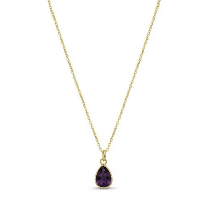 The Birthstones Teardrop Bezel Set Gold Necklace
