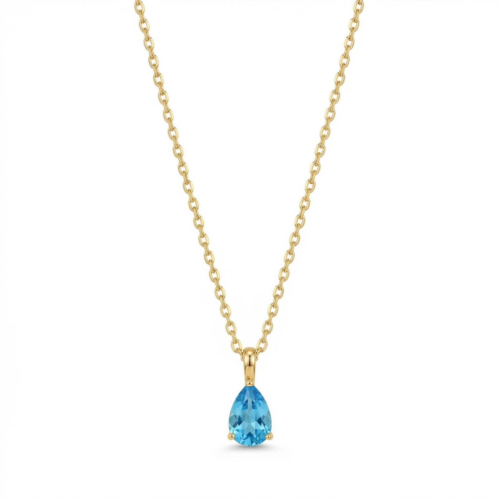 The Birthstones Teardrop Prong Set Gold Necklace