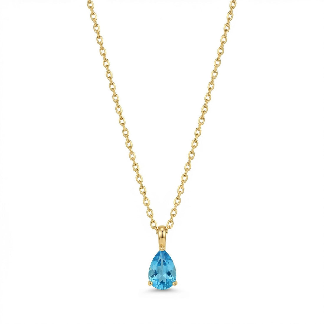 The Birthstones Teardrop Prong Set Gold Necklace