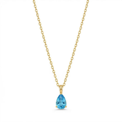 The Birthstones Teardrop Prong Set Gold Necklace