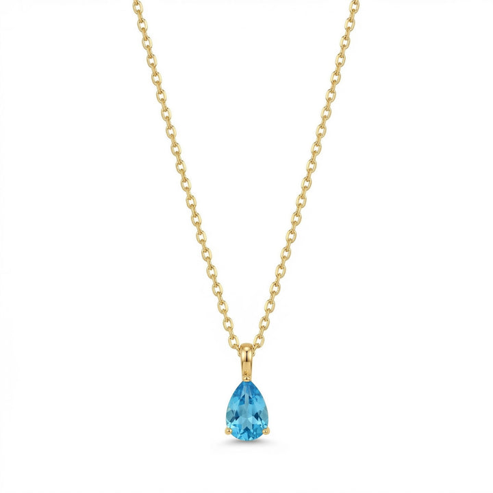The Birthstones Teardrop Prong Set Gold Necklace