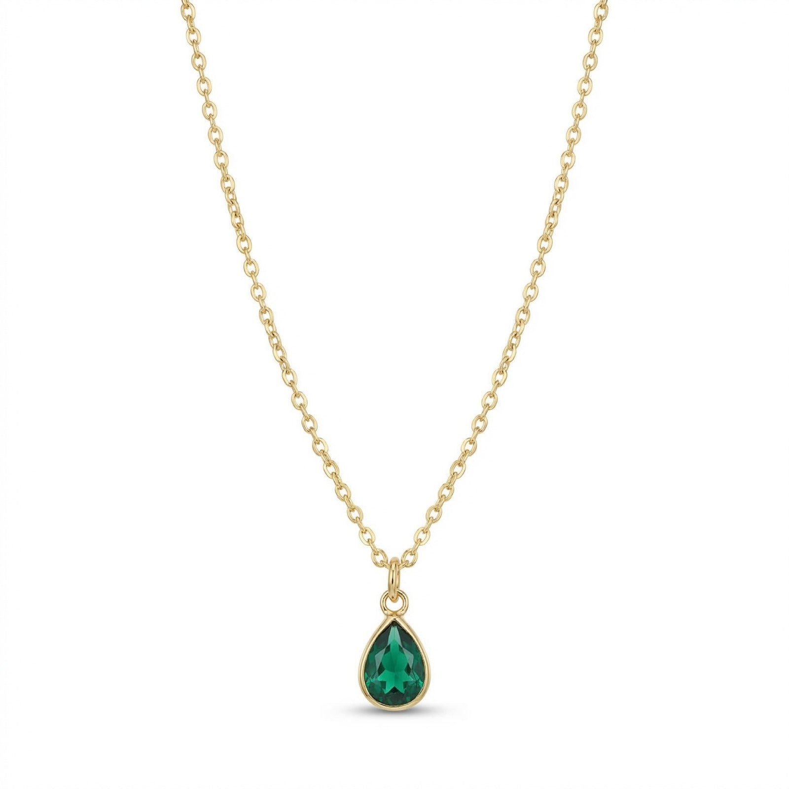The Birthstones Teardrop Bezel Set Gold Necklace
