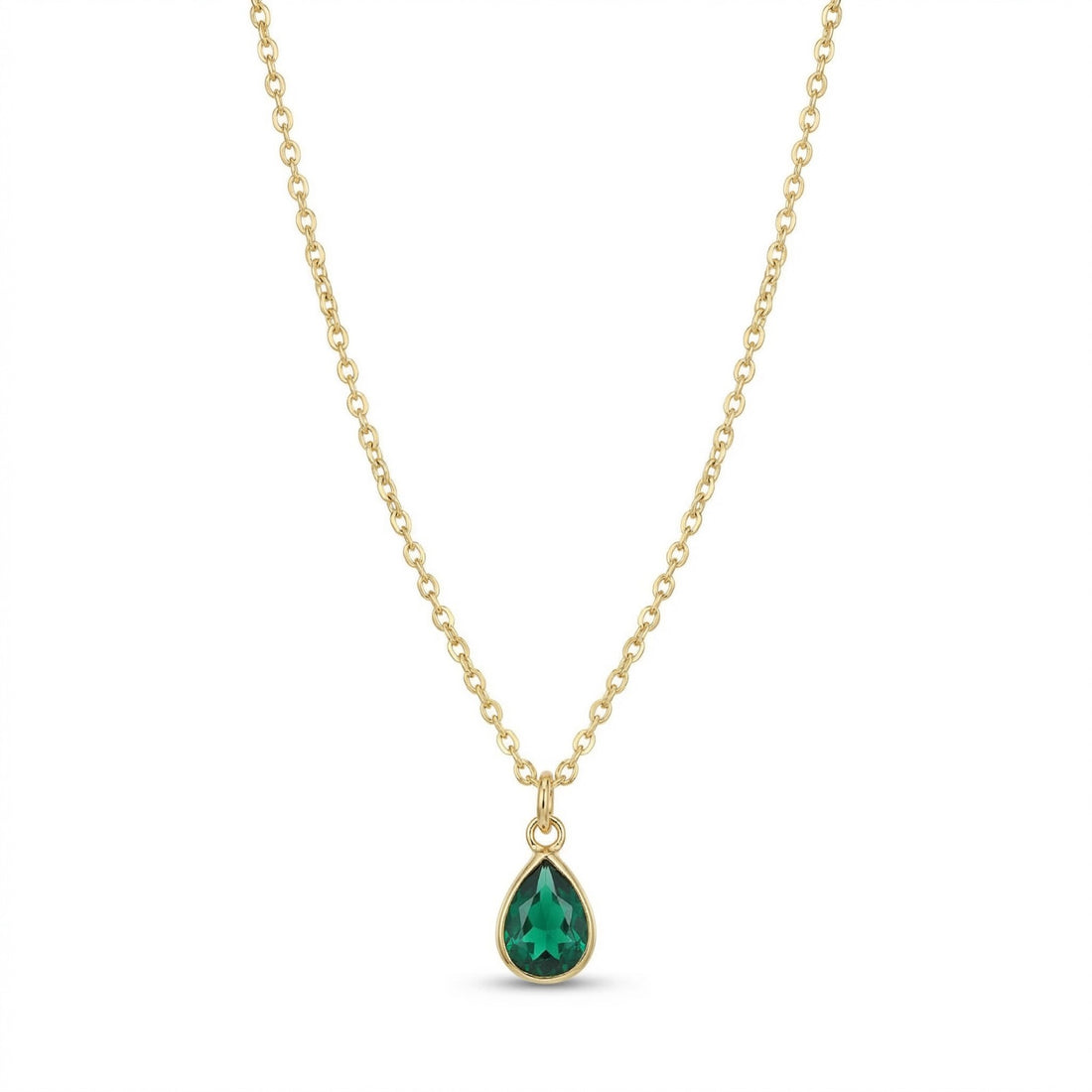 The Birthstones Teardrop Bezel Set Gold Necklace