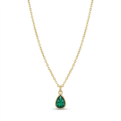 The Birthstones Teardrop Bezel Set Gold Necklace