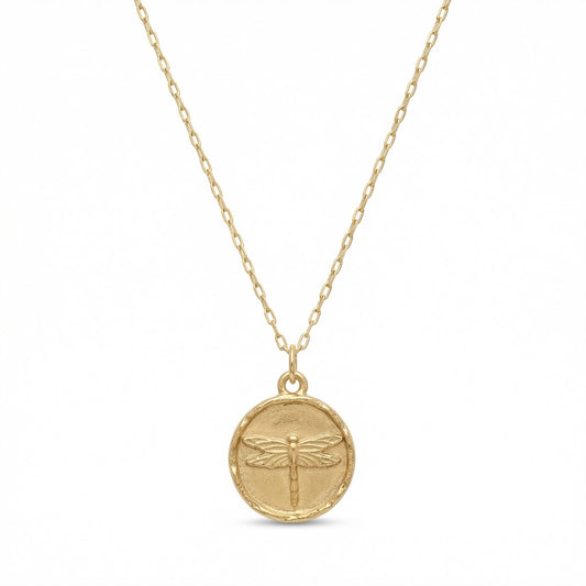 Dragonfly Gold Coin Necklace
