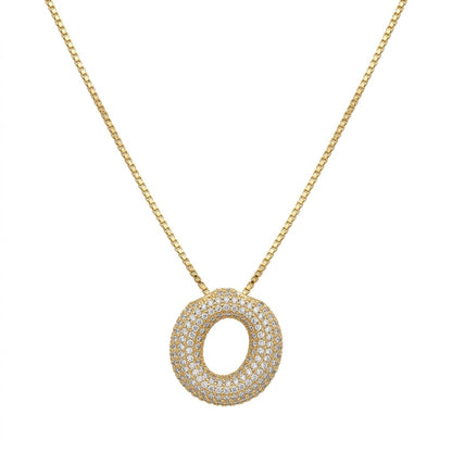 Bubble Bling Alphabet Letter Gold Necklace