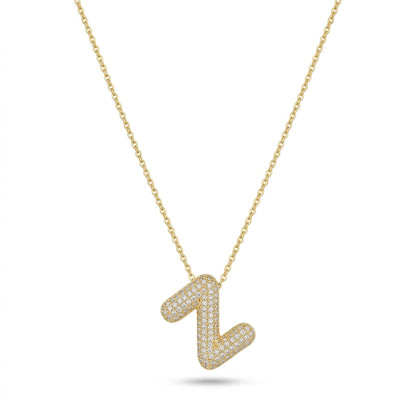 Bubble Bling Alphabet Letter Gold Necklace
