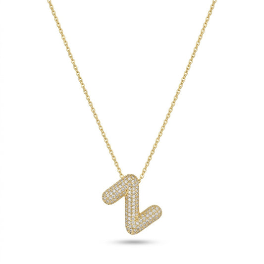 Bubble Bling Alphabet Letter Gold Necklace