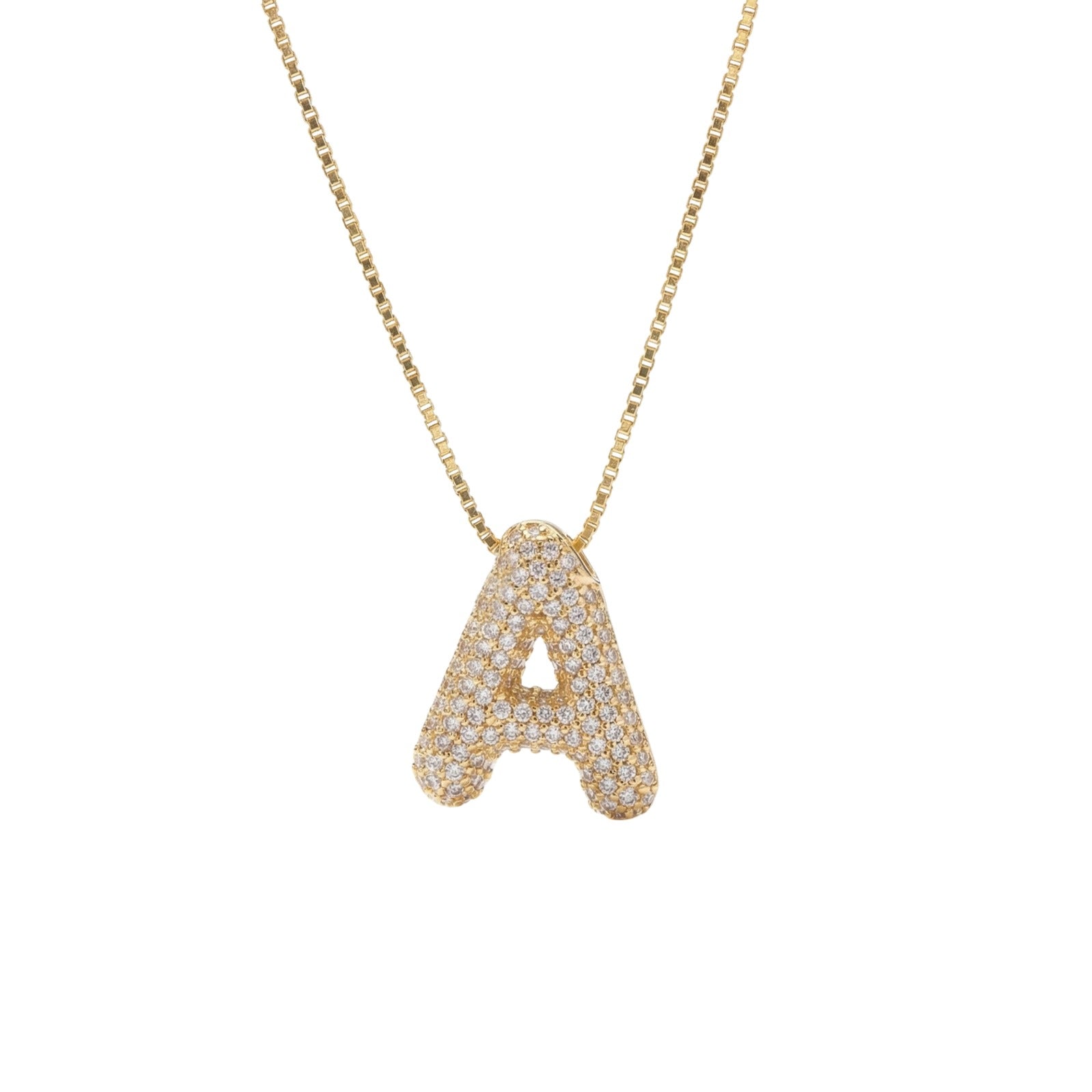 Bubble Bling Alphabet Letter Gold Necklace
