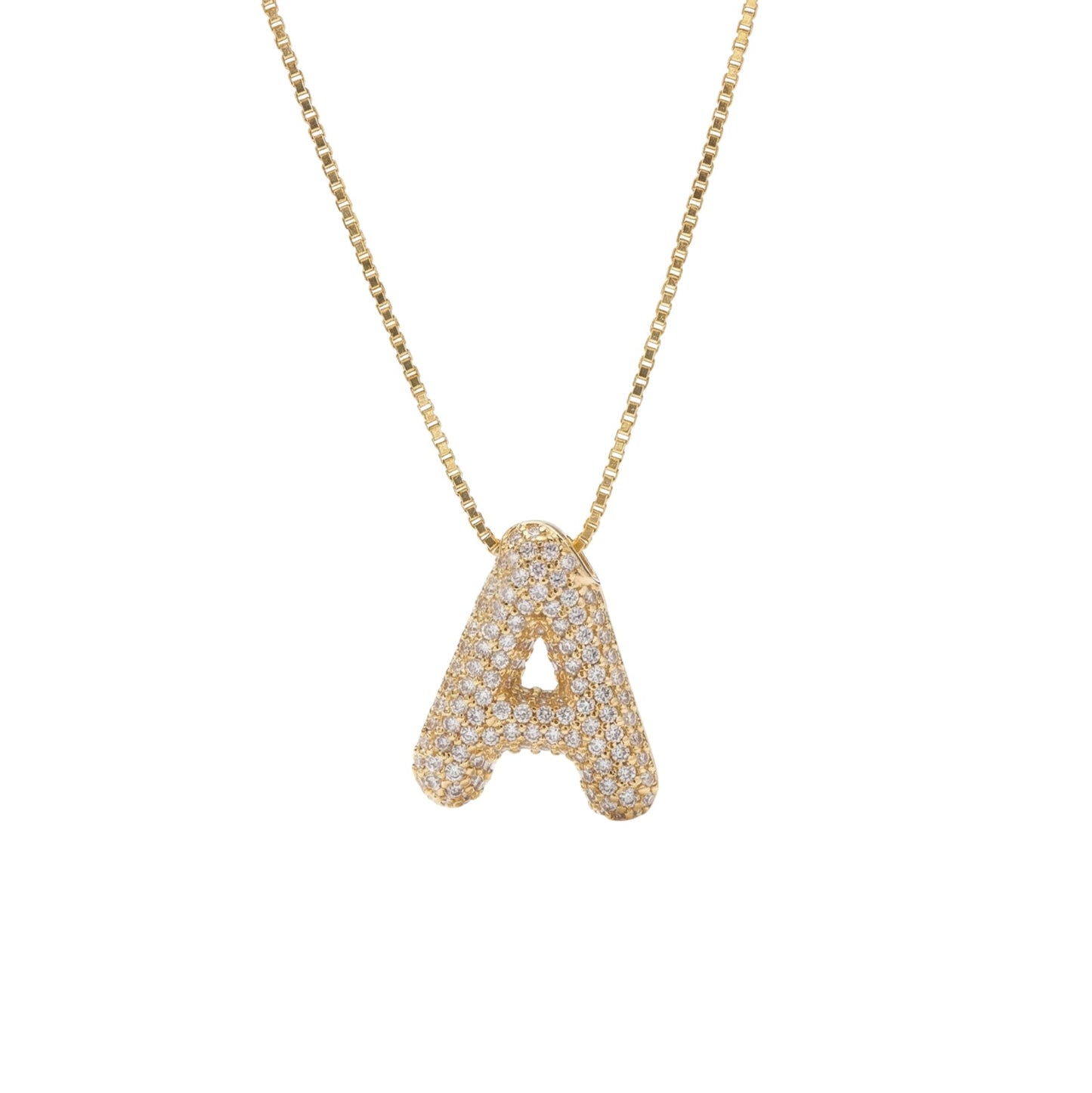 Bubble Bling Alphabet Letter Gold Necklace