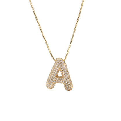 Bubble Bling Alphabet Letter Gold Necklace