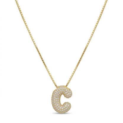 Bubble Bling Alphabet Letter Gold Necklace