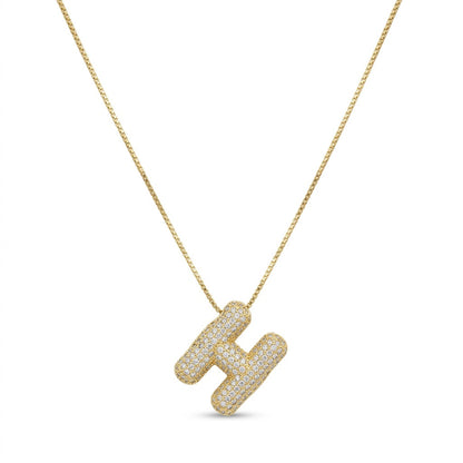 Bubble Bling Alphabet Letter Gold Necklace