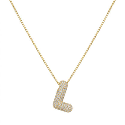 Bubble Bling Alphabet Letter Gold Necklace