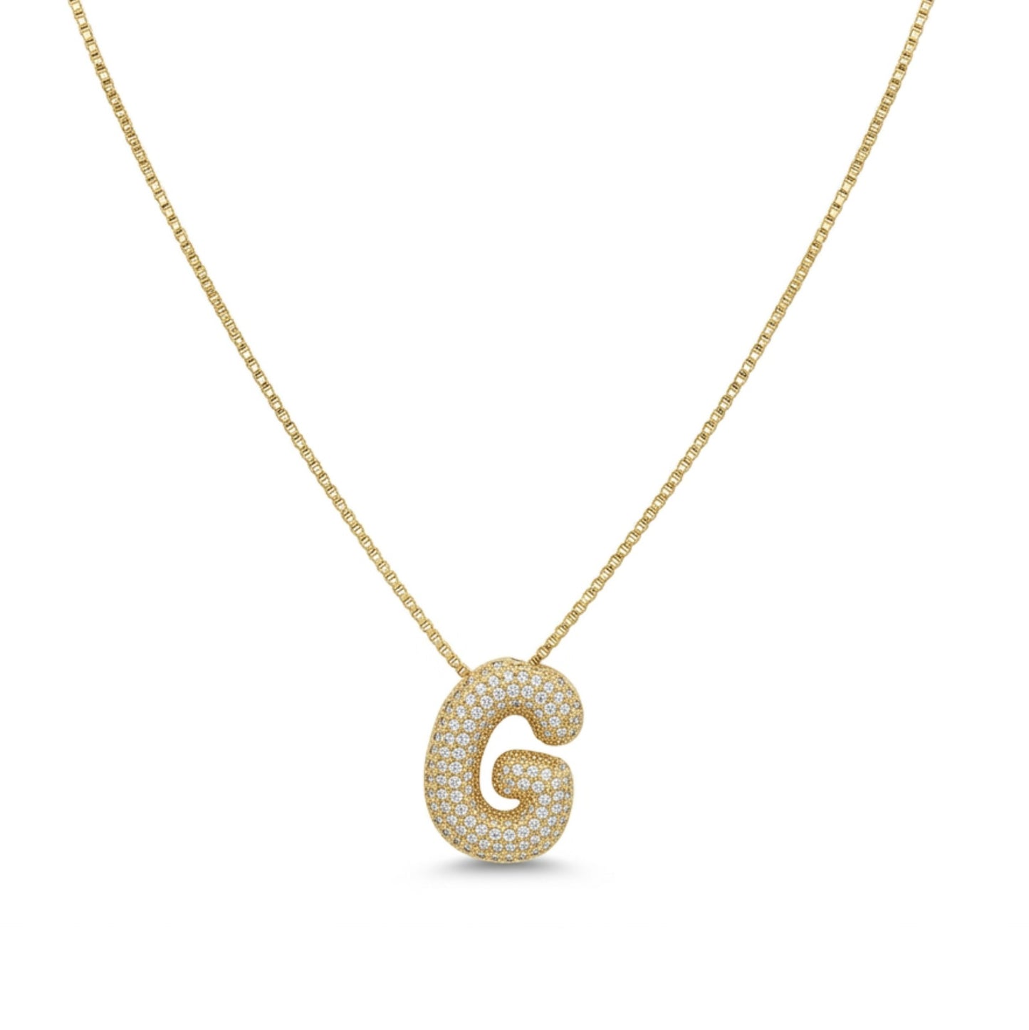 Bubble Bling Alphabet Letter Gold Necklace