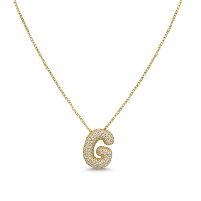 Bubble Bling Alphabet Letter Gold Necklace