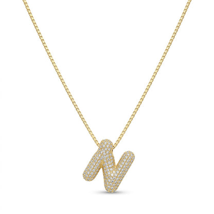 Bubble Bling Alphabet Letter Gold Necklace