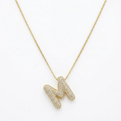 Bubble Bling Alphabet Letter Gold Necklace