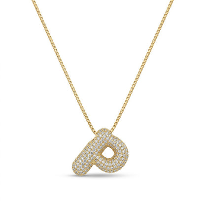 Bubble Bling Alphabet Letter Gold Necklace