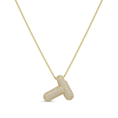 Bubble Bling Alphabet Letter Gold Necklace