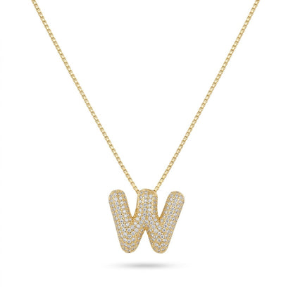 Bubble Bling Alphabet Letter Gold Necklace