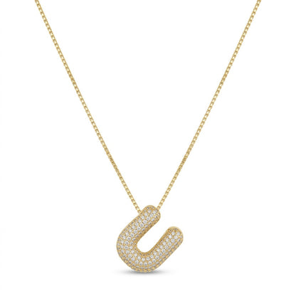 Bubble Bling Alphabet Letter Gold Necklace