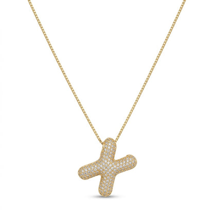Bubble Bling Alphabet Letter Gold Necklace