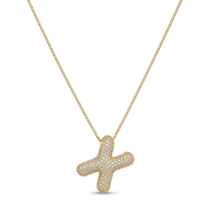 Bubble Bling Alphabet Letter Gold Necklace