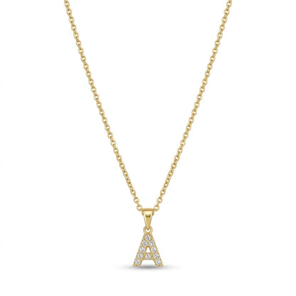 Pave Dainty Alphabet Letter Gold Necklace