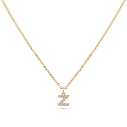 Pave Dainty Alphabet Letter Gold Necklace