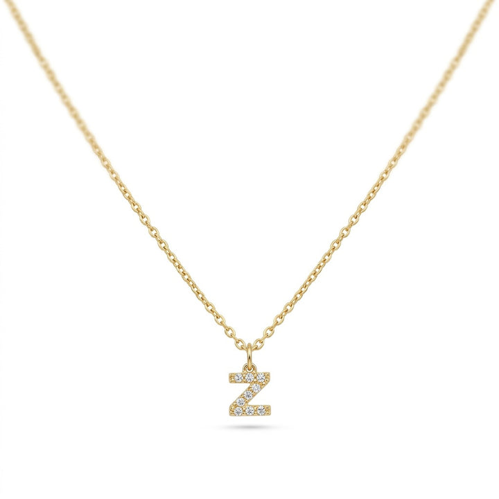 Pave Dainty Alphabet Letter Gold Necklace