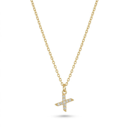 Pave Dainty Alphabet Letter Gold Necklace
