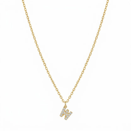 Pave Dainty Alphabet Letter Gold Necklace