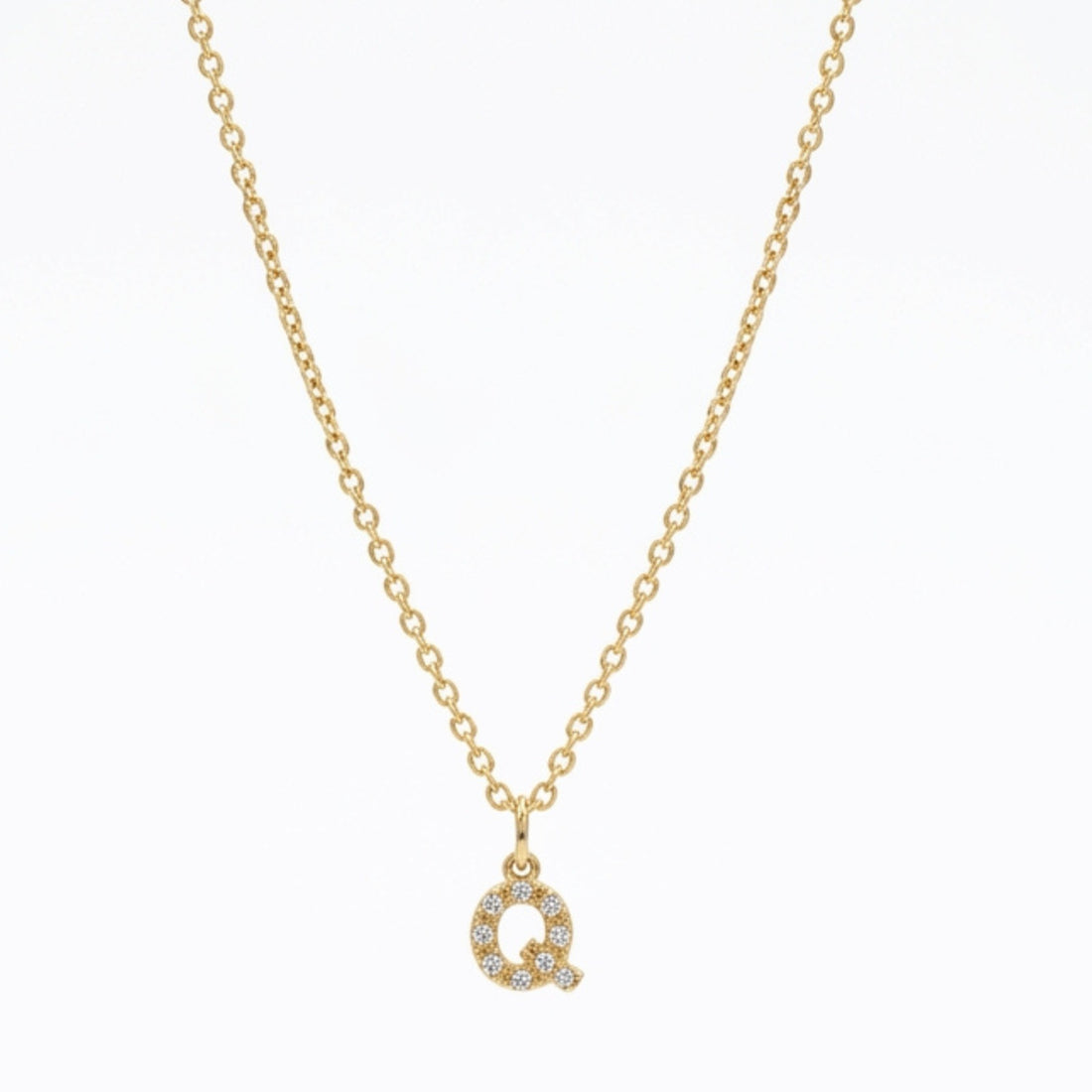 Pave Dainty Alphabet Letter Gold Necklace