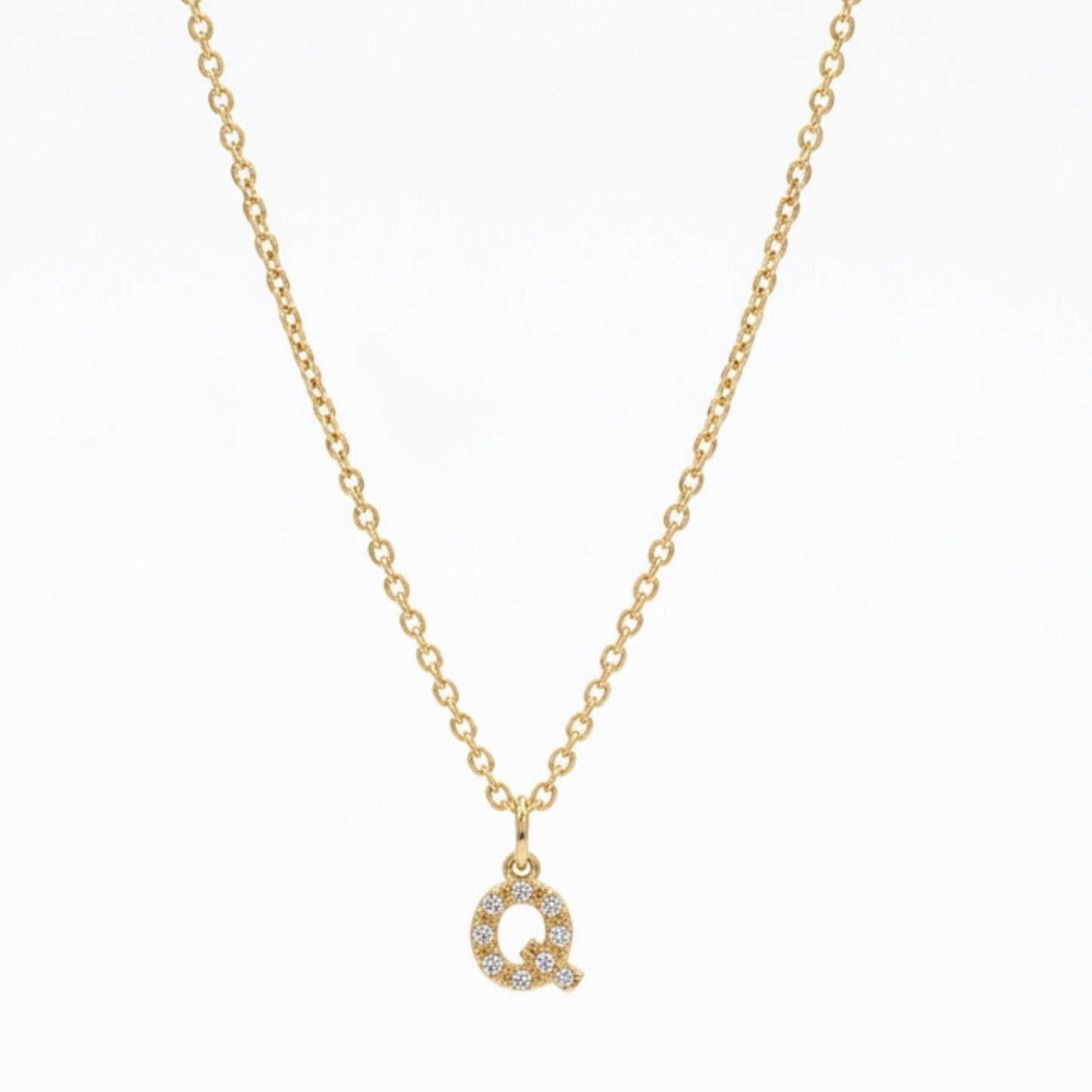 Pave Dainty Alphabet Letter Gold Necklace