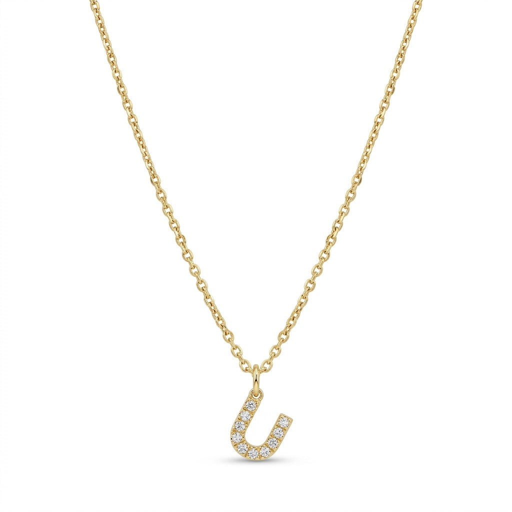 Pave Dainty Alphabet Letter Gold Necklace