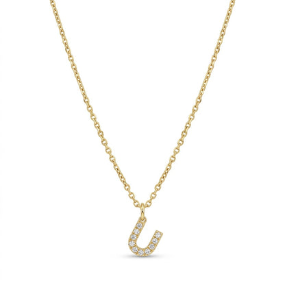 Pave Dainty Alphabet Letter Gold Necklace