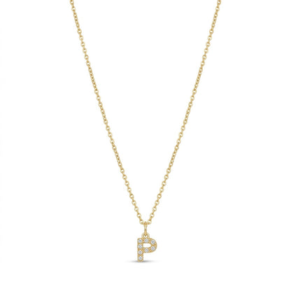 Pave Dainty Alphabet Letter Gold Necklace