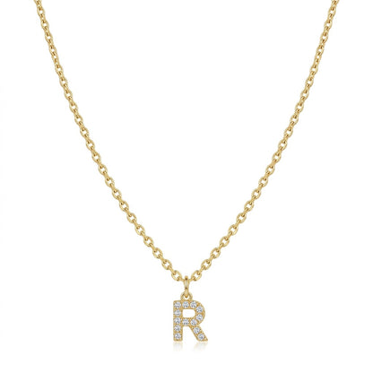 Pave Dainty Alphabet Letter Gold Necklace