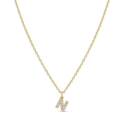 Pave Dainty Alphabet Letter Gold Necklace