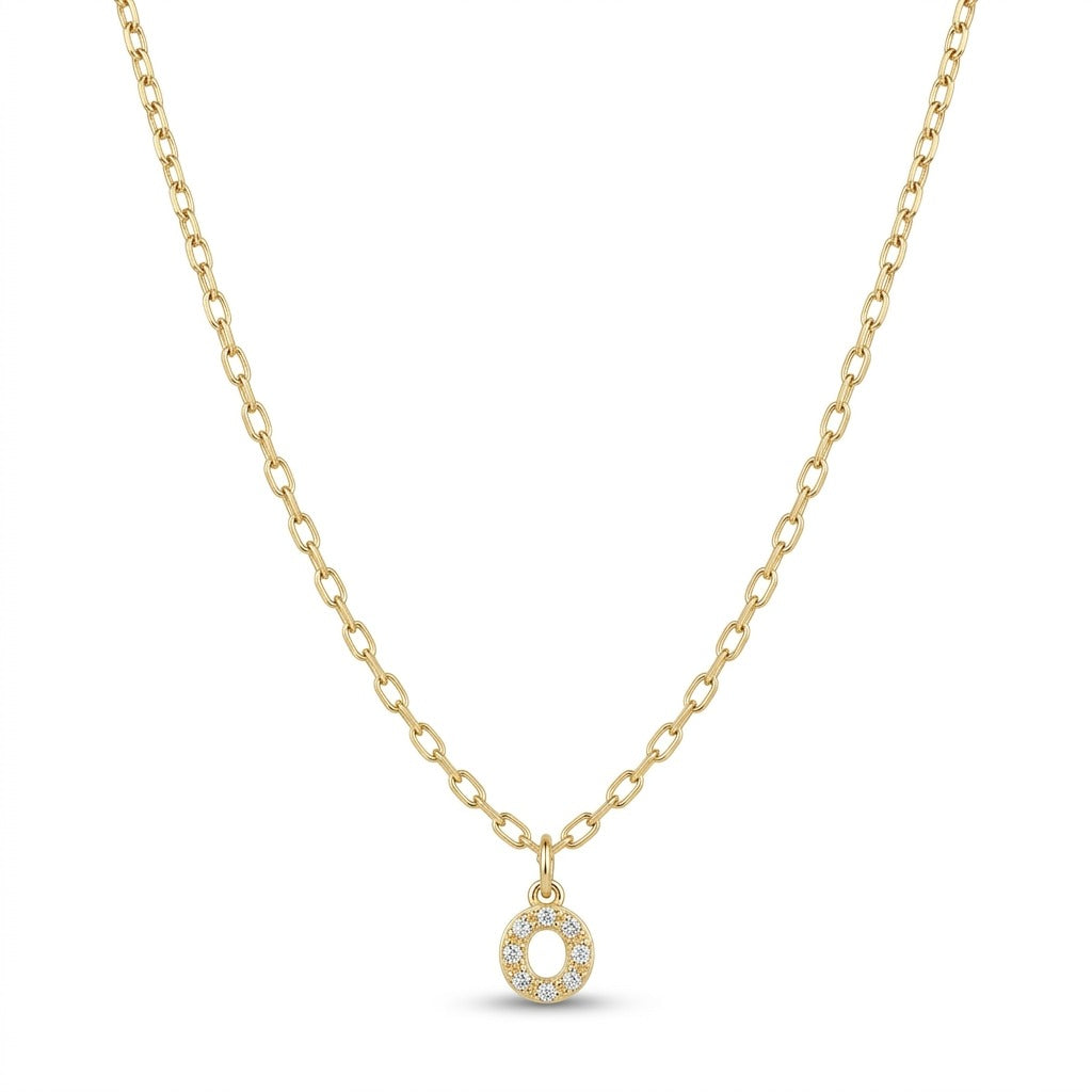 Pave Dainty Alphabet Letter Gold Necklace