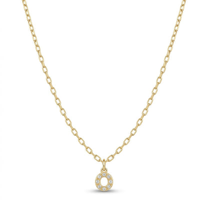 Pave Dainty Alphabet Letter Gold Necklace