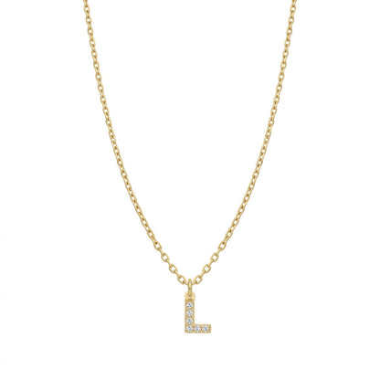 Pave Dainty Alphabet Letter Gold Necklace