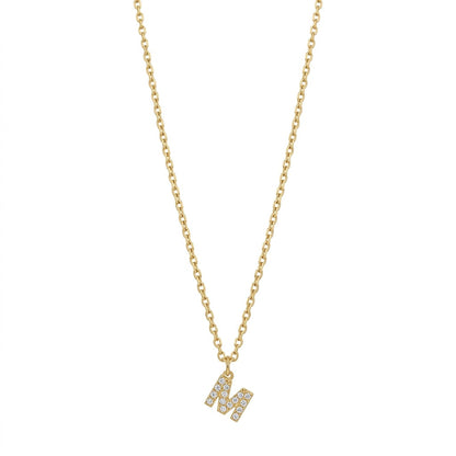 Pave Dainty Alphabet Letter Gold Necklace