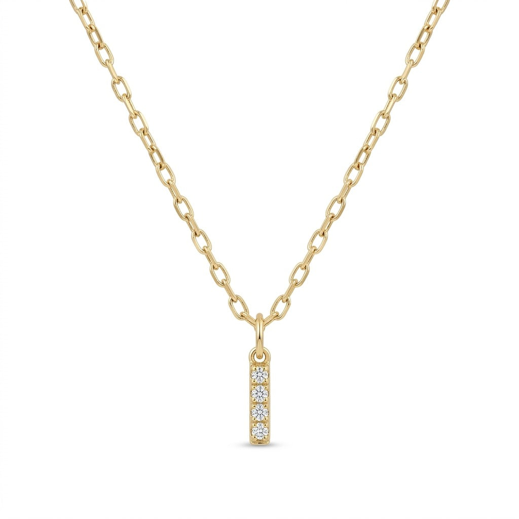 Pave Dainty Alphabet Letter Gold Necklace