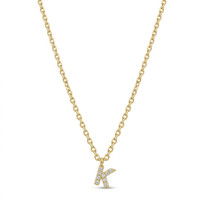 Pave Dainty Alphabet Letter Gold Necklace