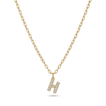 Pave Dainty Alphabet Letter Gold Necklace