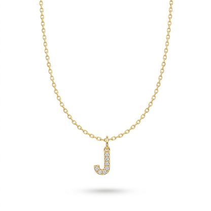 Pave Dainty Alphabet Letter Gold Necklace